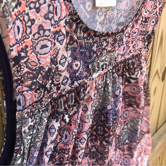 Bobbie Brooks Shirt Patchwork Geometric Sheer Sleeveless Sz. Medium - Picture 5 of 7